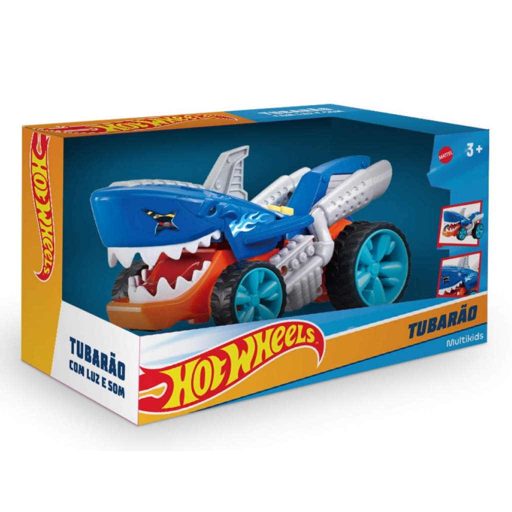 Brinquedo Infantil Hot Wheels Carro Tubarão com Luz e Som Multikids - BR2483 em Oferta na Shopee