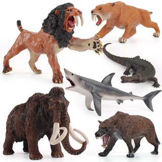 Figura Cognitiva Educacional de Animais Novo Mamute Lã Antigo Leão Tigre Dente de Sabre Infantil Era Megalodon Modelo Re