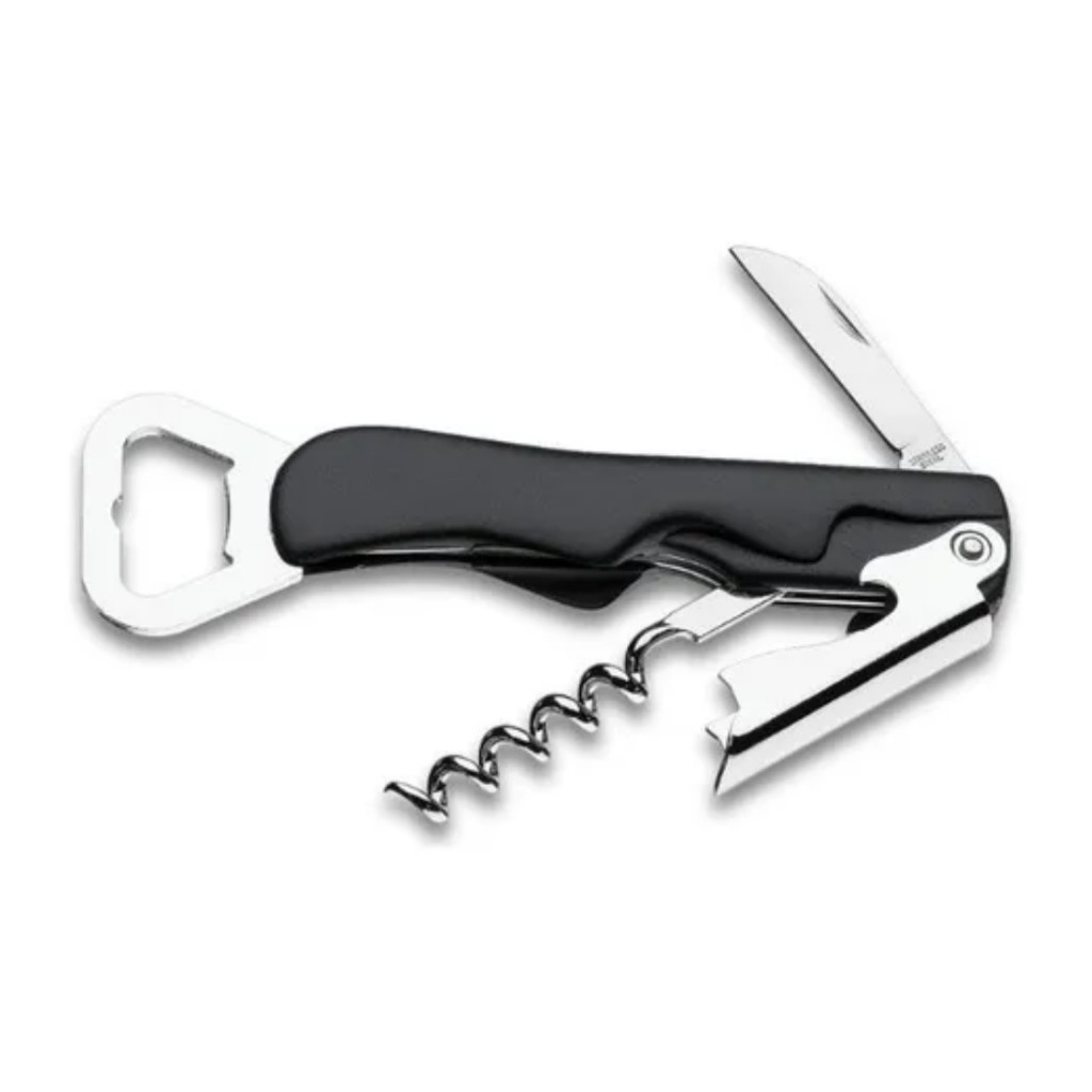 Abridor de Garrafa e Saca-Rolha 2 em 1 – Aço Resistente e Design Ergonômico | Cozinha e Lazer