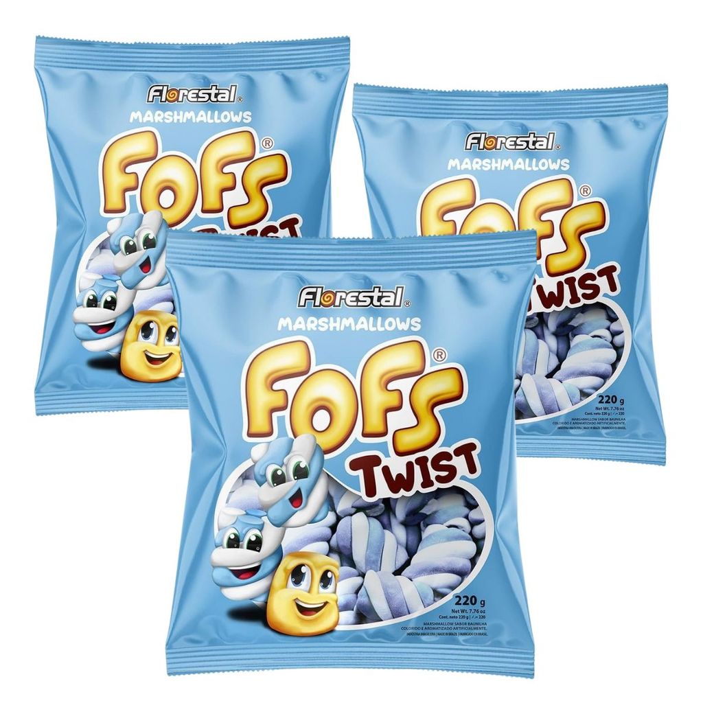 Kit 3 PCTs Marshmallow Fofs Florestal Twist Azul Branco 220g