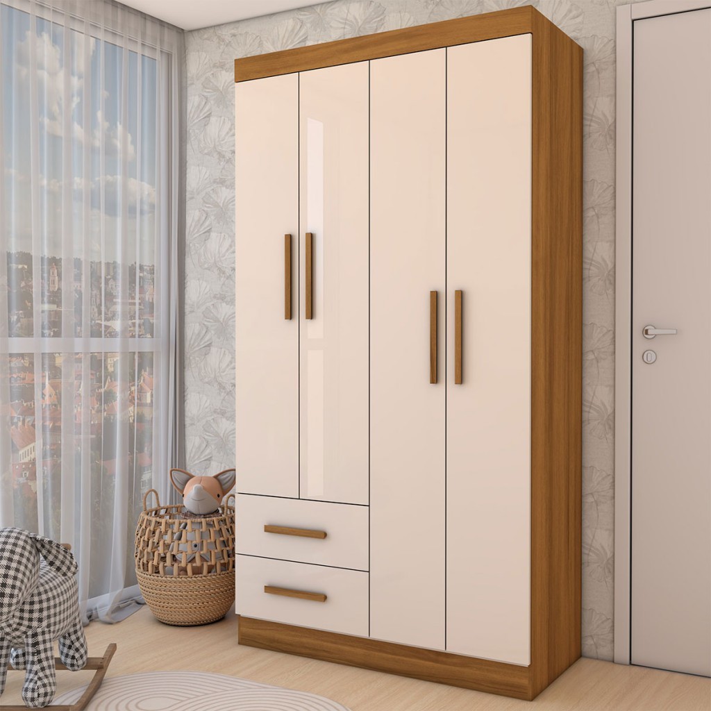 Guarda-Roupa Infantil Linho 4 Portas 2 Gavetas - Panorama Móveis em Oferta na Shopee