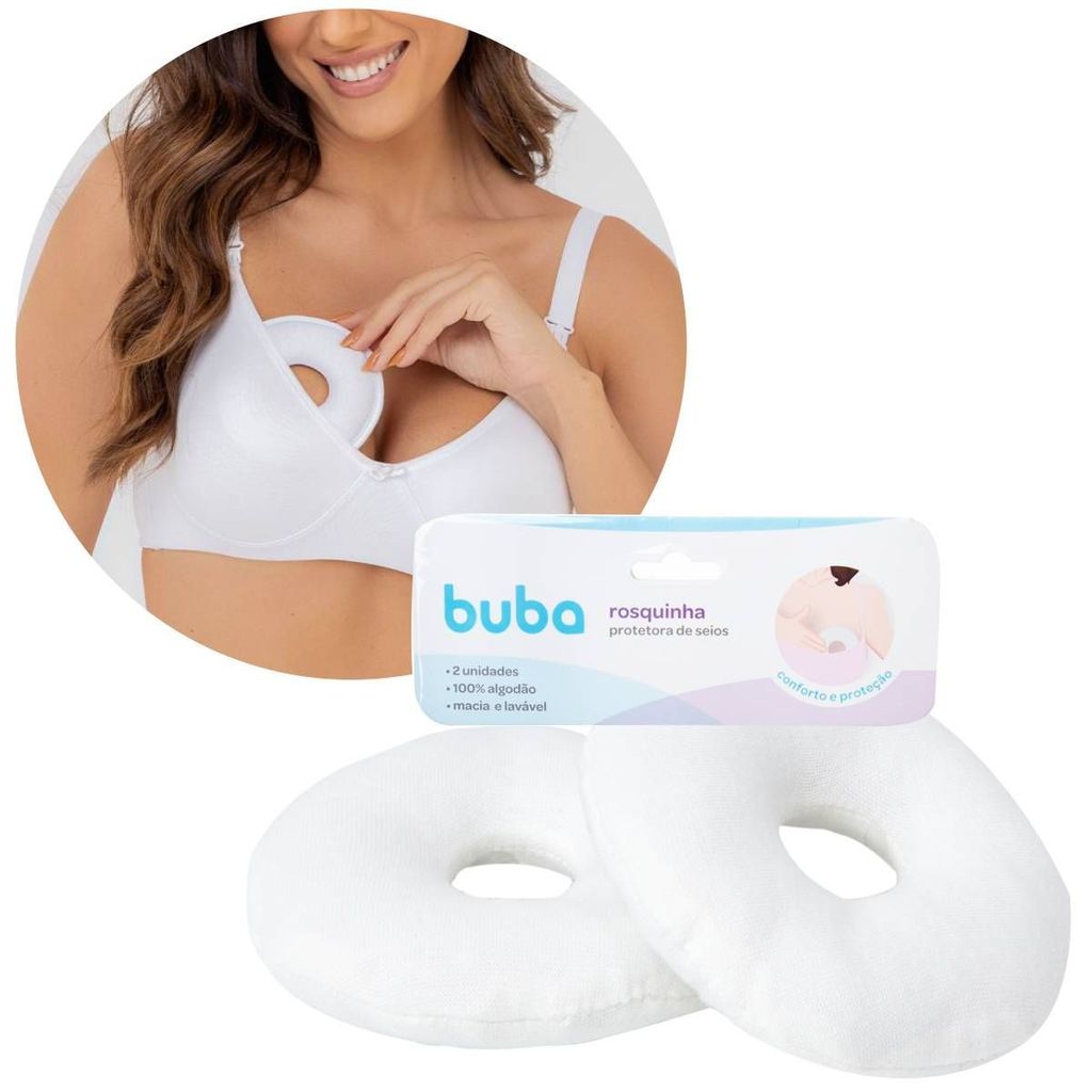 2 Rosquinha Buba Protetor Seios Peito Amamentação 100% Algodão Lavável