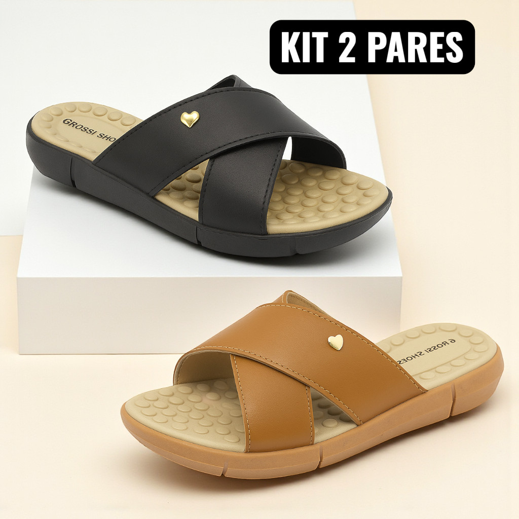 Kit 2 Pares Chinelo Ortopédico Feminino Tamanco Anatômico Confortável Antiderrapante em Oferta na Shopee