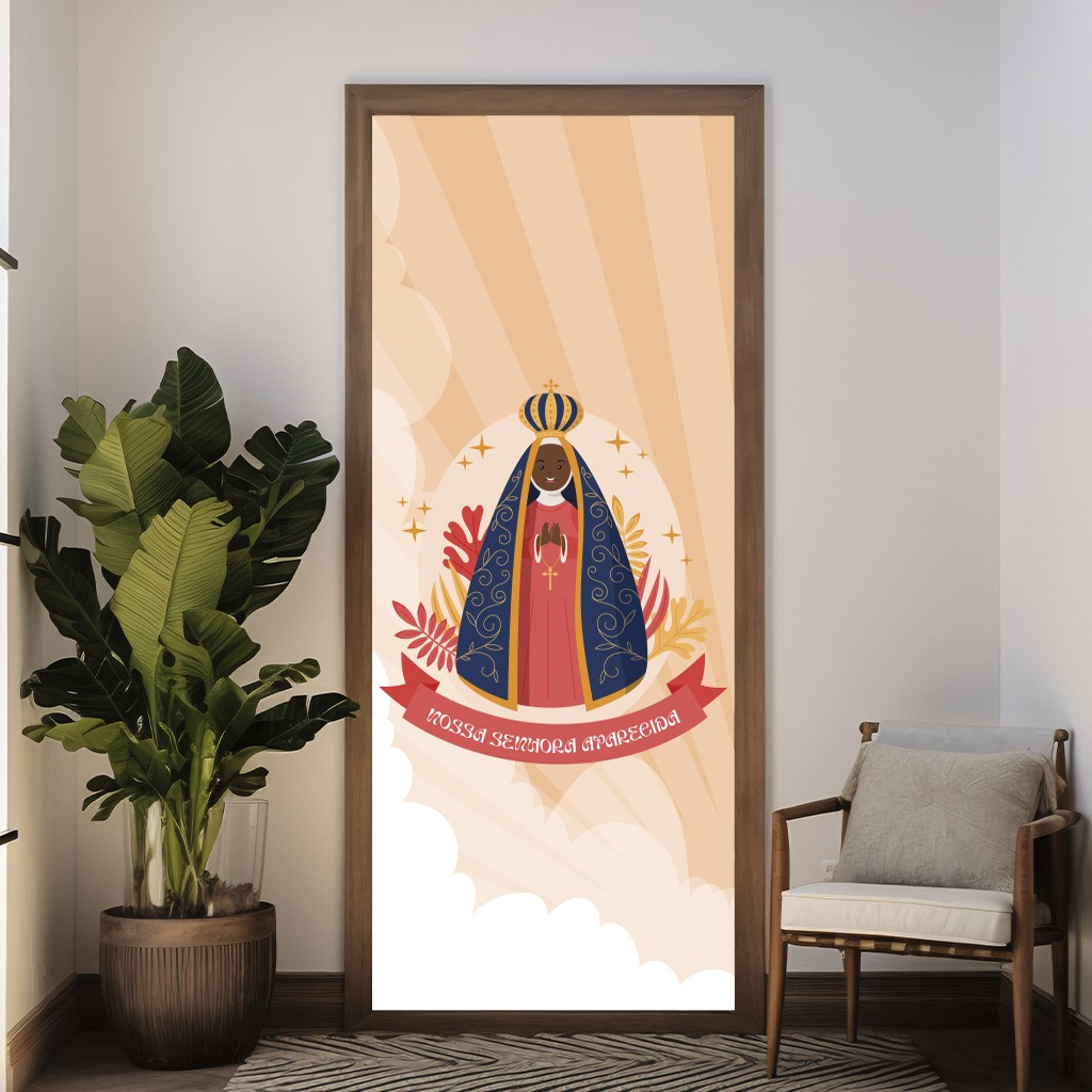 Capa Decorativa Religiosa Nossa Senhora Aparecida Sublimada Proteção e Fé para o Lar