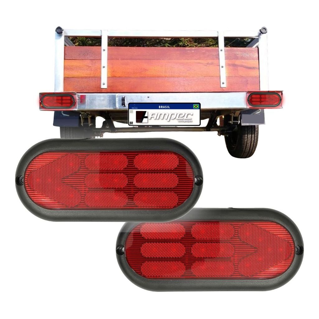 Par Lanterna Traseira 18 Led's Para Carretinha Reboque Trailer Lanterna Traseira Reboque Full Led em Oferta na Shopee