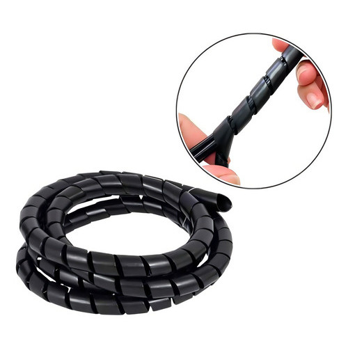Organizador De Fios Com Aplicador 2 Metros Grosso 20mm Preto