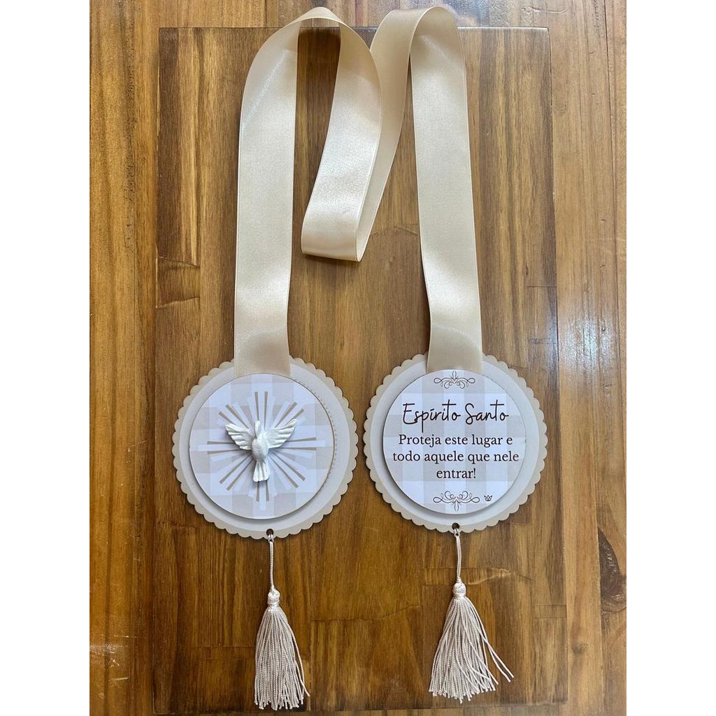 Escapulário de Porta Espírito Santo Placa de Porta de Entrada Proteção Espírito Santo Divino