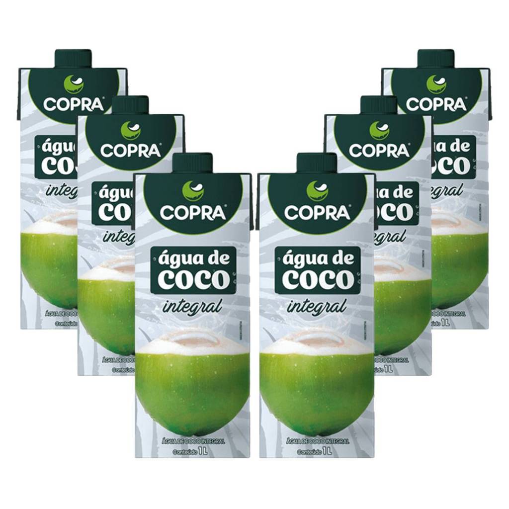 Kit 6 Copra Água de Coco Integral 1 litro