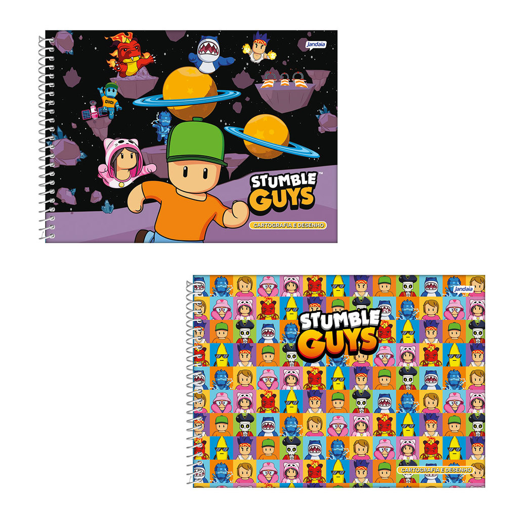 Caderno espiral capa dura cartografia 80 folhas Stumble Guys Jandaia em Oferta na Shopee
