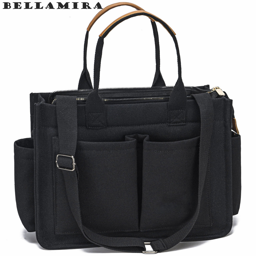 Bolsa De Lona Com Vários Bolsos De Grande Capacidade A Bolsa De Ombro Diária É Adequada Para A Faculdade O Deslocamento em Oferta na Shopee
