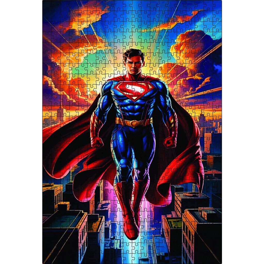 Quebra-cabeça Super-Homem 500 Peças Feito em Madeira (MDF) 32X47 cm Grande