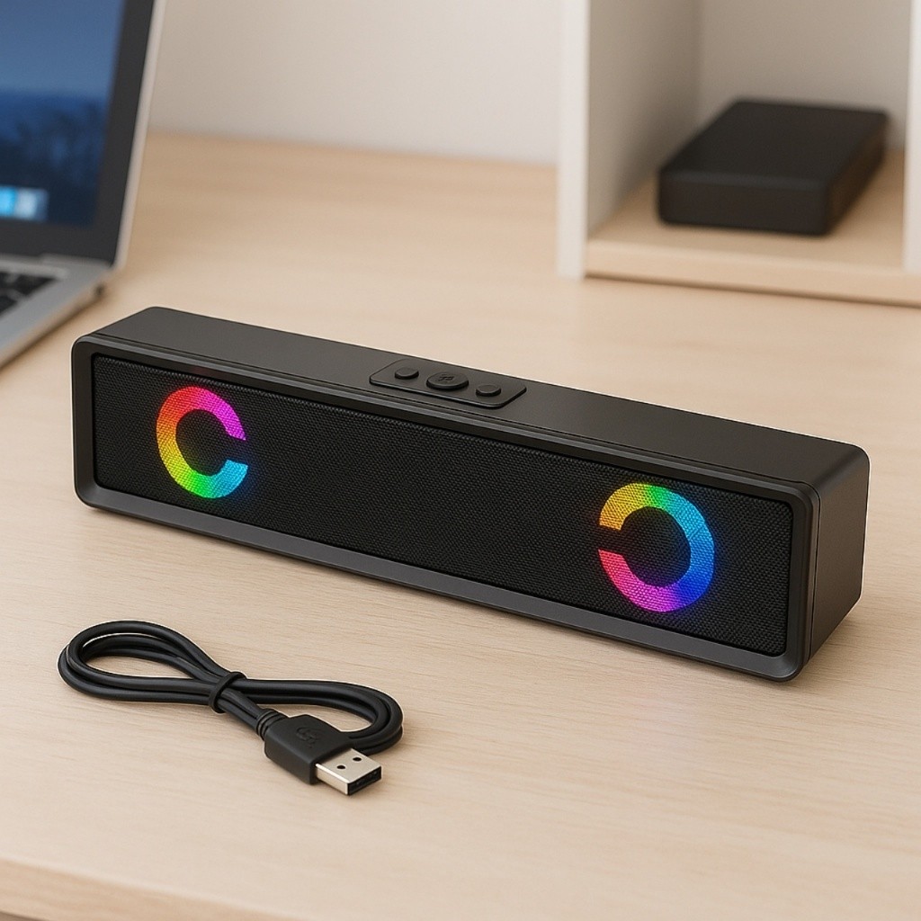 Caixa De Som Pc Computador Notebook Gamer Soundbar Gamer Caixinha Som Subwoofer Para Tv Pc Usb Led em Oferta na Shopee