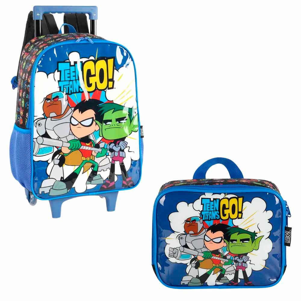 Kit Teen Titans Mochilete + Lancheira Azul Embalado Presente