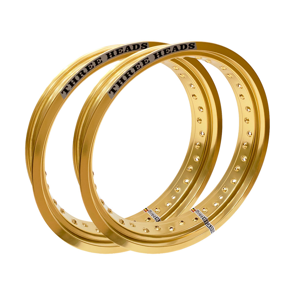 Par Aros em Alumínio Threeheads Motard 17x300 e 17x350 Xtz 250 Lander Motard Xtz 125 X Dourado Ouro