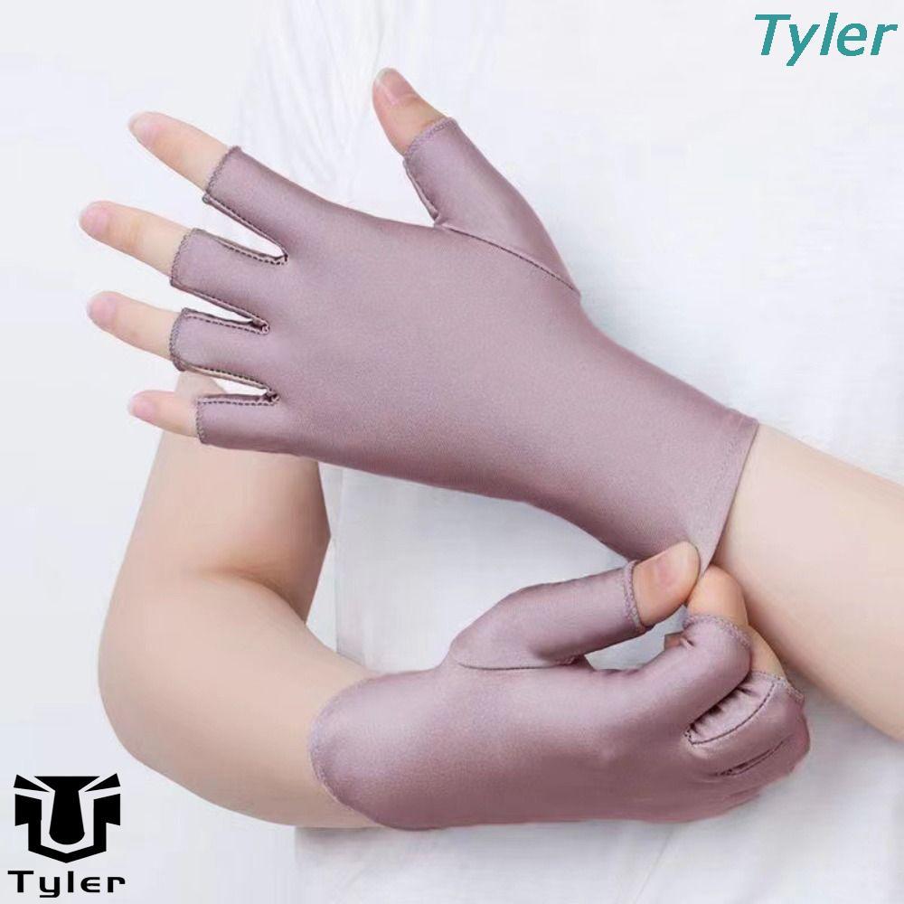 TYLER 1 Par De Luvas Femininas De Proteção Solar , Finas De Seda Gelada Semi-Dedo Spandex , Respiráveis em Oferta na Shopee
