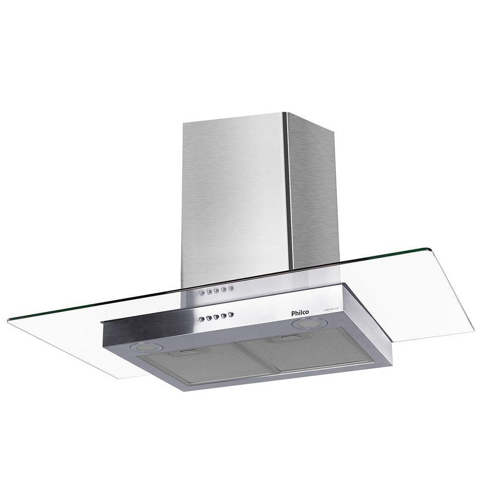 Coifa Flat Philco PCO90I 90cm Led Vidro Inox Exaustor e Depurador 110V · foto 2
