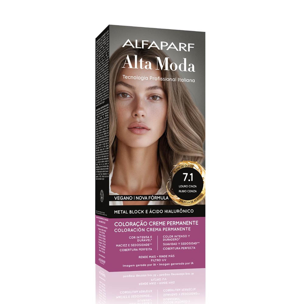 Tintura Creme Altamoda Alfaparf Mel Prateado 7.1 Kit