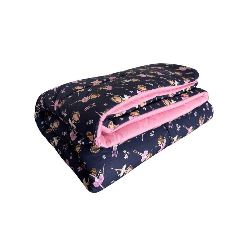 Edredom Infantil Estampado Solteiro 100% Algodão Bailarina Rosa Arrumadinho Enxovais