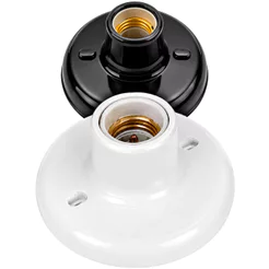 Kit 5 / 10 Plafon Soquete E27 Porcelana 100w Plafonier Branco Preto Redondo Luminaria Bocal de Teto