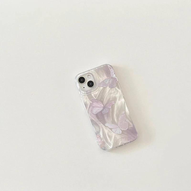 Capa Borboleta Roxa Para Samsung A15 A55 A14 S24 S23 S22 ULTRA A05S A54 A13 A35 A32 A52 S20 FE Anti-Impacto