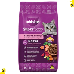 Ração Gato Ração Whiskas Superfoods Ração Gato 10kg Salmão Linhaça
