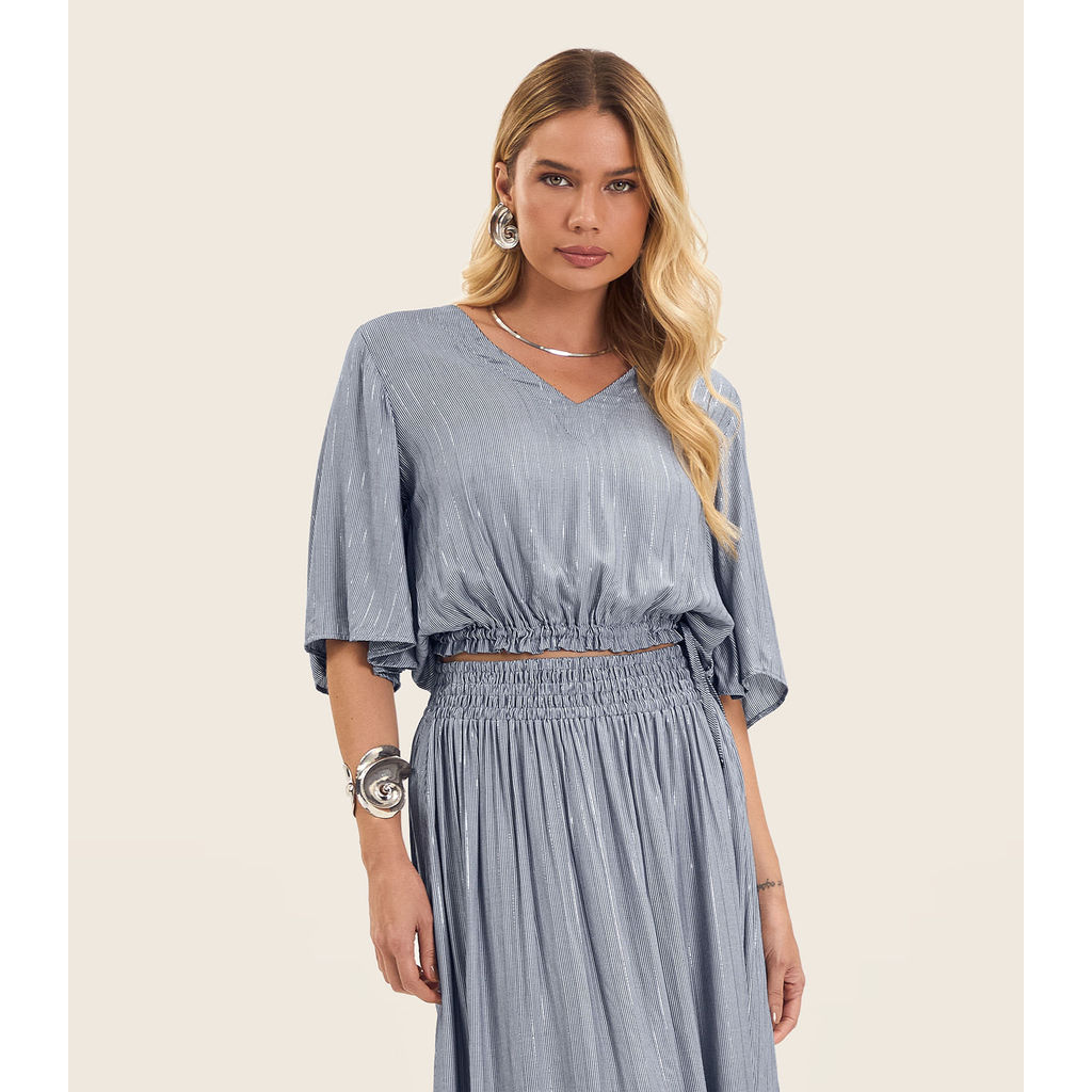 Blusa Feminina Manga 3/4 Endless Azul