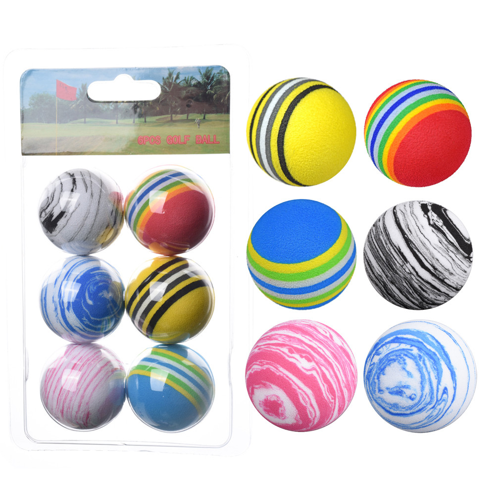 Caixa caixa de golfe arco-íris bola macia EVA bola de golfe indoor prática bola esponja 6 pçs uma caixa