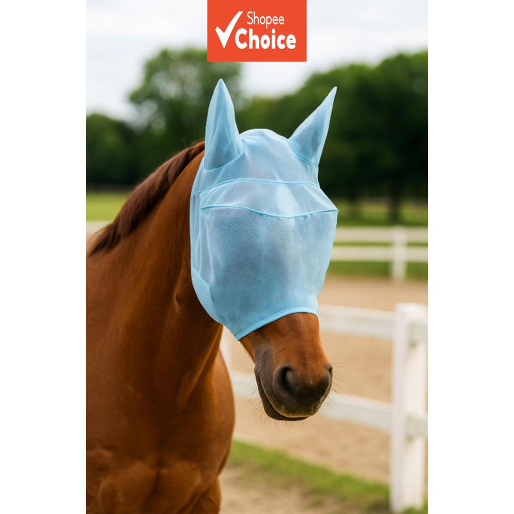 Máscara facial para cavalo, malha de verão, respirável, rede contra mosquitos, insetos, proteção contra mordidas e