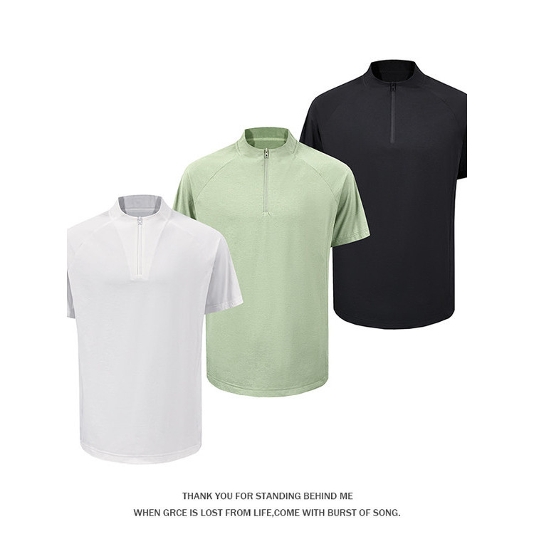Woodpecker 2026 verão novo estilo zíper manga curta camiseta masculina esportes lazer ao ar livre respirável moda todos