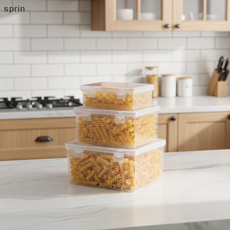 [sprin] Recipientes De Armazenamento De Alimentos De Plástico Com Tampas Herméticas Organizador De Cozinha Empilhável À 