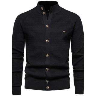 K malha cardigan camisola masculina jaqueta High-End Retro masculino gola alta cardigan preto masculino topo na moda All