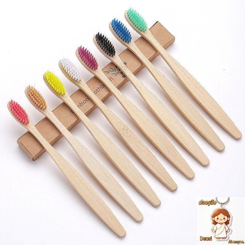Escova De Dentes De Bambu 10Pcs Eco Friendly Resuable Toothbrush Adulto De Madeira Macia