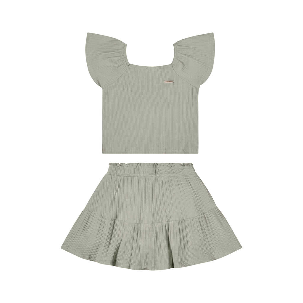 Conjunto Infantil Menina Malha Canelada Colorittá Verde