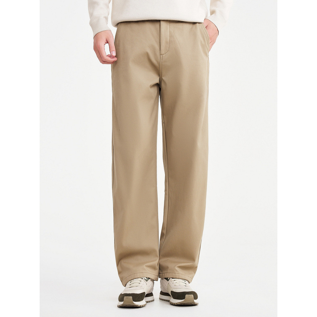 Momaike roupas masculinas de algodão sarja fina forro de lã calças casuais masculinas 2025 inverno novo estilo Bebe forr