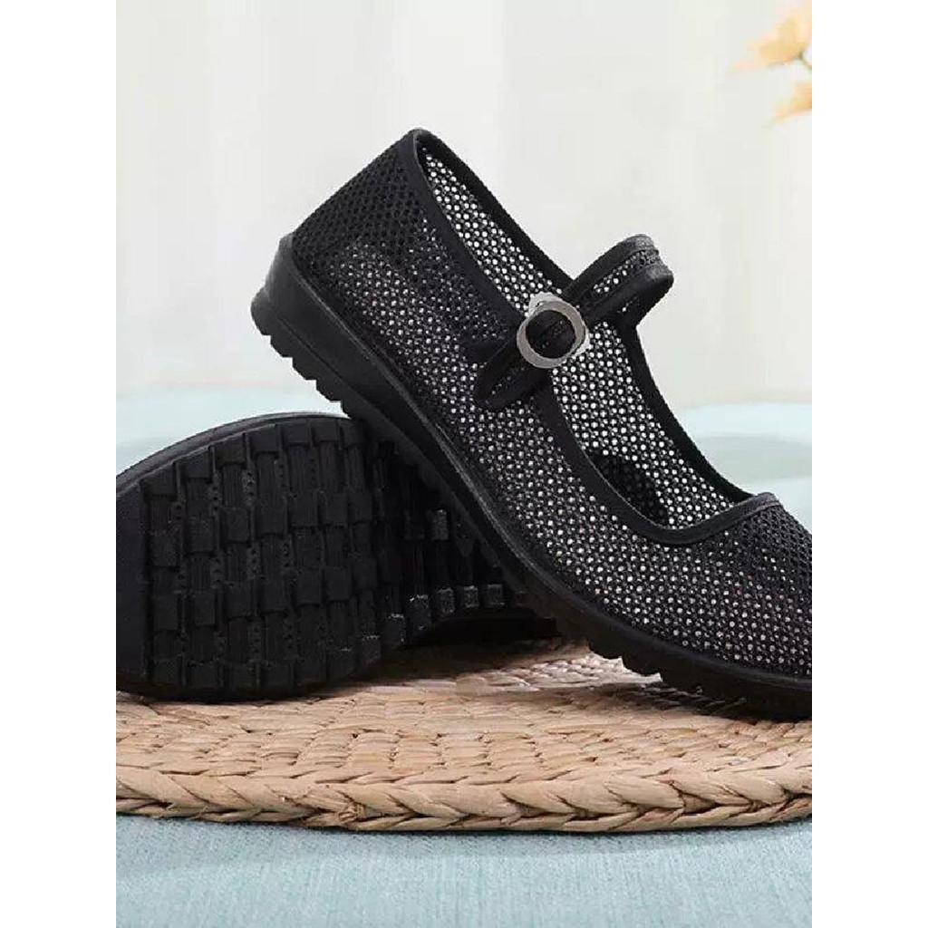 Sapatos de rede sapatos de trabalho de Hotel feminino preto velho pequim sapatos de pano sola macia sapatos de mãe sapat