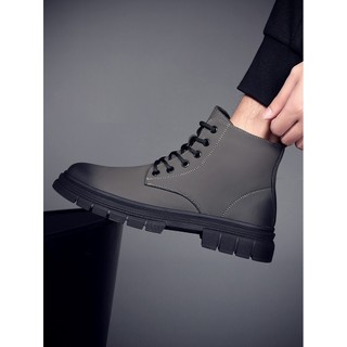 Novo estilo elegante All-Match rendas Martin botas de couro masculino velo-velo quente sapatos de alta qualidade grosso 