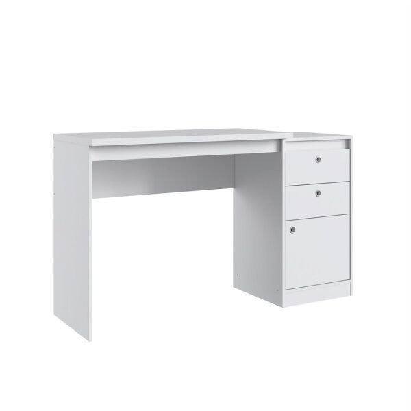 Escrivaninha Moderna em Guaili 2 Gavetas 1 Porta 127cm Yescasa Branco Branco