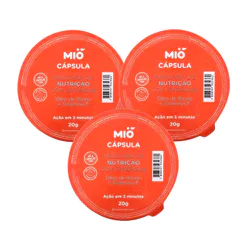 Kit 3 Máscara de Nutrição Capilar Mió Óleo de Rícino e Vitamina E Cápsula 20g