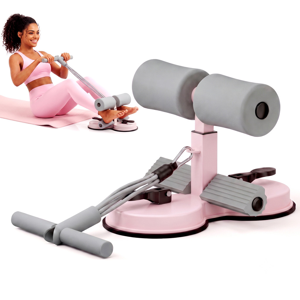 Equipamento Abdominal com Ventosas 3 Níveis Corda Elástica Abdômen Suporte de Celular Academia