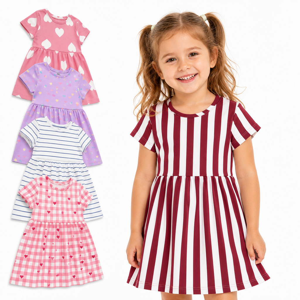 Vestido Infantil Feminino Estampado Kit Sortido Menina Tamanhos 2 ao 12 Algodão Macio premium brasil vestidinho três