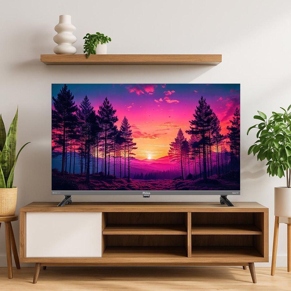 Smart TV Philco P43KRB 43" Full HD QLED Cinza com Roku TV Bivolt