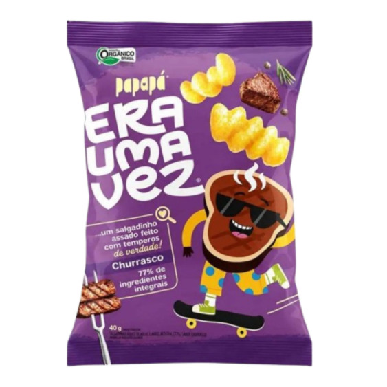 Salgadinho Integral e Orgânico Sabor Churrasco 40g Era uma Vez - Papapa