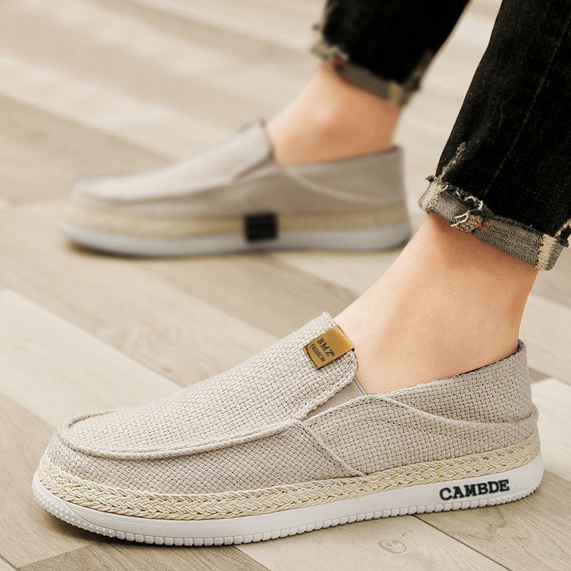 Sapatos masculinos sapatos de lona sapatos casuais verão preguiçoso casuais linho pequim Pedal de linho