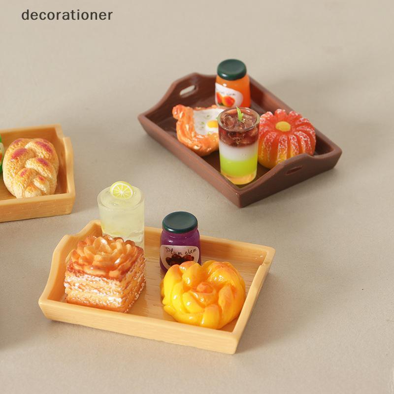 Decorador 5 Peças Em Miniatura Comida E Brincar Ornamento Casa De Bonecas Sumilação Mini Pão Dim Sum Bebida Com Prato De