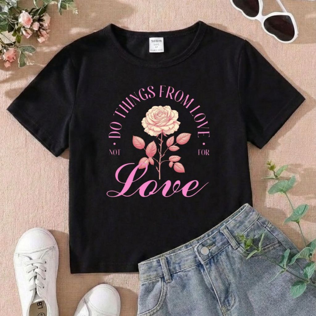 Camiseta T-Shirt Infantil Feminina Juvenil Estampada Love Delicada 100% Algodão - MTS