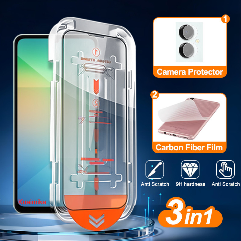 Vidro Temperado Transparente 3 Em 1 Samsung A06 Para A07 A05 A05s A04 A04e A04s A03s A02s A03 A23 A11 A12 A13 A14 A24 Fá
