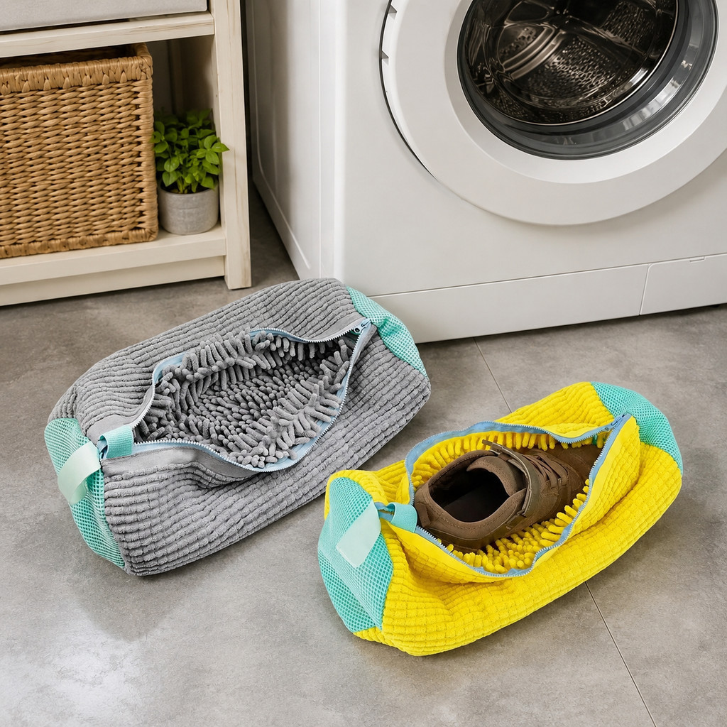Bolsa para Lavar Sapato Tênis na Máquina de Lavar Prático Saco Microfibra e Zíper Protetor Envio Imediato