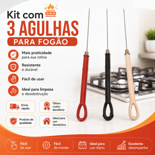 Kit Com 3 Agulhas Para Fogão Resistente e Durável