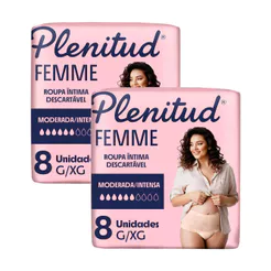 Kit 2 Roupa Íntima Plenitud Femme Tamanho G/XG 8 Unidades