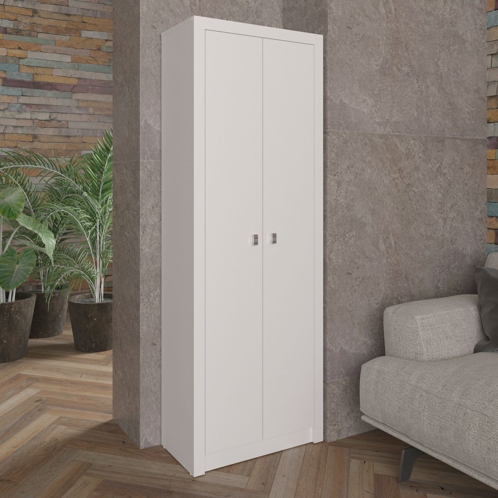 Armário para Escritório 171,5x60cm com 2 Portas e 5 Prateleiras ME4105 Branco Branco